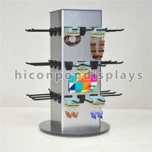 Exhibición de joyería giratoria de encimera con ganchos Estante de exhibición de joyería colgante de metal de 4 vías personalizado